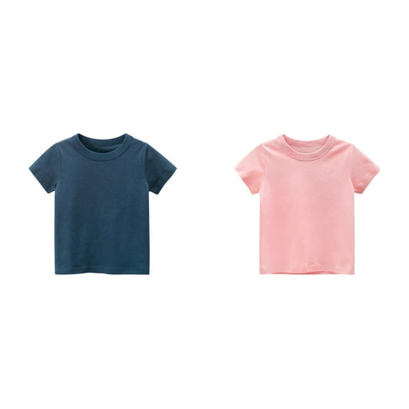 XEGLSBU 2 Pack Boy's Shirts Tops Boys' Big Crewneck Short Sleeve Solid Color Undershirts Pack Stretch Size 100