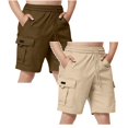 thumbnail image 1 of XEGLSBU 2 Pack Boys Cargo Shorts with Drawstring Waist Pockets Casual Straight Leg 5 Inch Pants for Kids Size 7-8 Years, 1 of 7