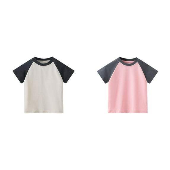 XEGLSBU 2 Pack Boys Tees Shirts Short Sleeve T-Shirt Color Blocking Round Neck Tees Crew Toddler Top Size 150