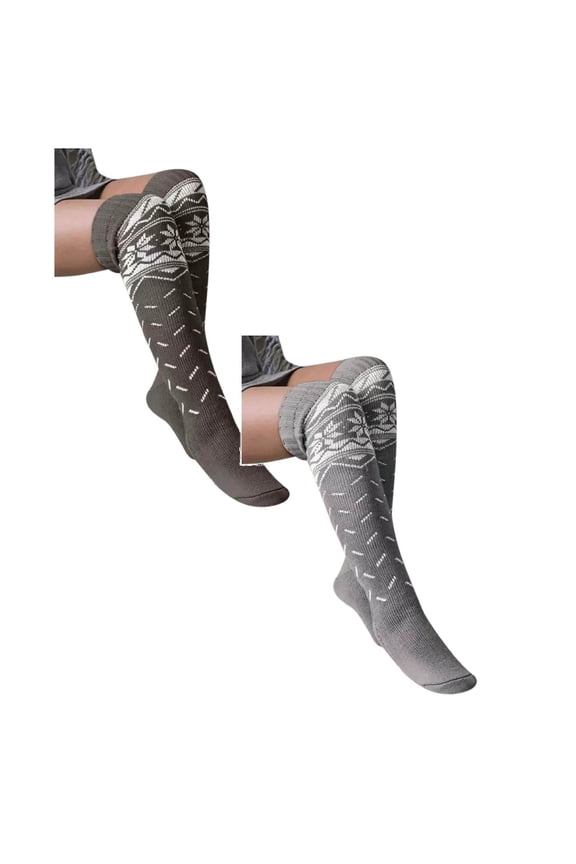 2 Pack Christmas Stockings Bulk 24 Inches Girls Ladies Women Christmas Warm Thigh High over the Knee Socks Long Cotton Stockings Knit Warm Stockings One Size