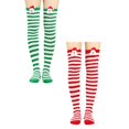 thumbnail image 1 of XEGLSBU 2 Pack Christmas Stockings Mini Knit Christmas High Long Stockings over Knee Socks Christmas Party Socks Knee High Long Striped Stocking Socks One Size, 1 of 6