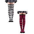 thumbnail image 1 of XEGLSBU 2 Pack Christmas Stockings Names Womens over Knee High Socks Women Thigh Wide Striped Stockings for Leg Warmer One Size, 1 of 3