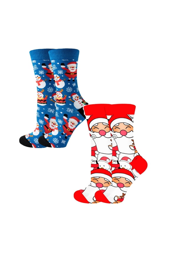 2 Pack Christmas Stockings Traditional Bulk Cartoon Dance Santa Snowman Mid Tube Socks Socks Christmas Tree Women's Socks One Size
