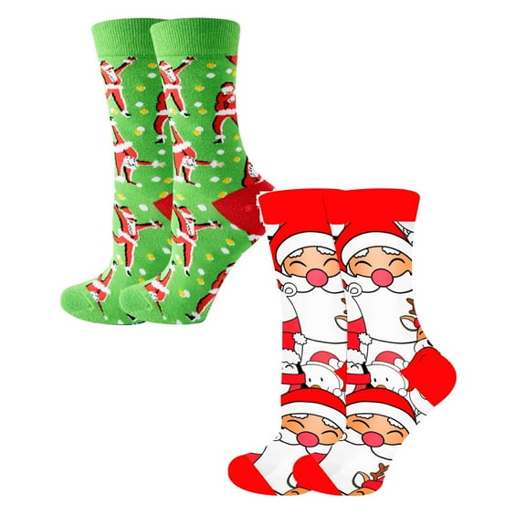 XEGLSBU 2 Pack Christmas Stockings Velvet Cartoon Dance Santa Snowman Mid Tube Socks Socks Christmas Tree Women's Socks One Size