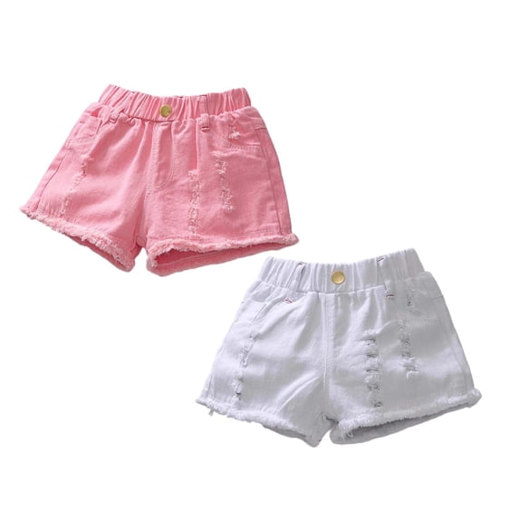 XEGLSBU 2 Pack Girl's Short Jeans Comfortable Fashion Summer Casual Thin Denim Shorts Size 9-10 Years
