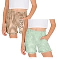 thumbnail image 1 of XEGLSBU 2 Pack Girls Casual Plaid Shorts Summer Playwear Elastic Waist Soft Twill Comfortable Bottoms Size 9-10 Years, 1 of 8