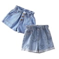 thumbnail image 1 of XEGLSBU 2 Pack Girls' Denim Shorts with 3 Button Design & Casual Jeans Summer Size 10-11 Years, 1 of 5