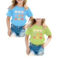 thumbnail image 1 of XEGLSBU 2 Pack Girls Shirts with Heart Printing Short Sleeve Tee Casual Tops Summer (Size 5-6 Years), 1 of 4