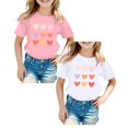 thumbnail image 1 of XEGLSBU 2 Pack Girls Shirts with Heart Printing Short Sleeve Tee Casual Tops Summer (Size 7-8 Years), 1 of 4