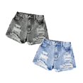thumbnail image 1 of XEGLSBU 2 Pack Girls Short Jeans Washed Distressed Denim Shorts with for Tween Girl Summer Daily Wear Size 10-11 Years, 1 of 9