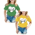 thumbnail image 1 of XEGLSBU 2 Pack Girls T Shirts Graphic Print Round Neck Short Sleeve Tee Summer Casual Tops (Size 5-6 Years), 1 of 4