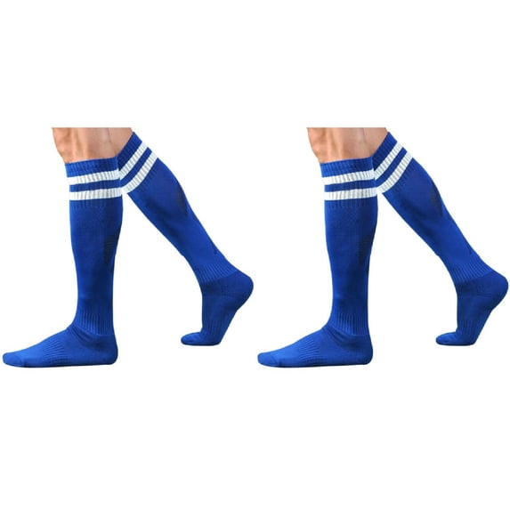 XEGLSBU 2 Pack Socks for Men No Show No Slip Men Sport Football Football Long Socks Striped Socks High Sock Baseball (One Size)