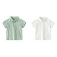 thumbnail image 1 of XEGLSBU 2 Pack T-Shirts for Boys Solid Short Sleeve Lapel T Shirt Kids Casual Button Front Boy's Summer Shirts Tops Size 110, 1 of 4