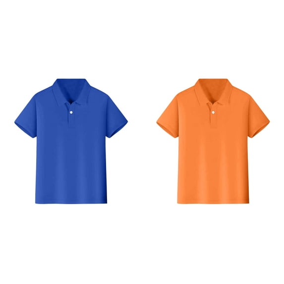 XEGLSBU 2 Pack T-Shirts for Boys Solid Short Sleeve T Shirt Kids Casual Button Front Summer T-Shirts Tops Tees Size XL