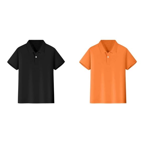 XEGLSBU 2 Pack T-Shirts for Boys Solid Short Sleeve T Shirt Kids Casual Button Front Summer T-Shirts Tops Tees Size XXL