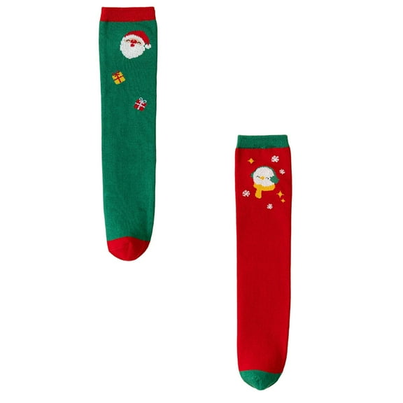 XEGLSBU 2 Pack Toddler Socks 2T-3T Boys Kids Socks for Girls Mid Crew Length Soft Warm Winter Ankle Socks with Christmas Patterns for School Party Daily Wear and Celebrations Size 3-12 Years