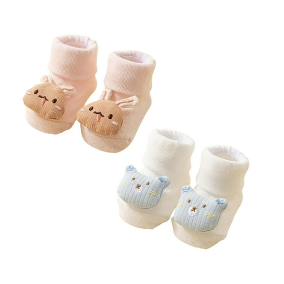XEGLSBU 2 Pack Toddler Socks 2T-3T White Soft Baby Socks for Crew Socks Cute Cartoon Toddler Walking Socks Breathable Comfortable Toddler Socks 2T White Size 1-3 Years