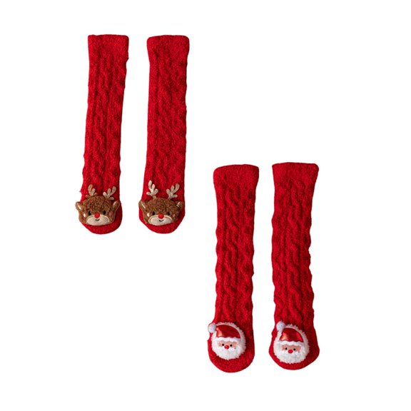 XEGLSBU 2 Pack Toddler Socks 5T Boys Baby Christmas Socks Floor Socks Socks Thick Velvet Home Sleep Socks Carpet Socks in Autumn and Winter Toddler Socks 3T Boys Size 0-1 Years