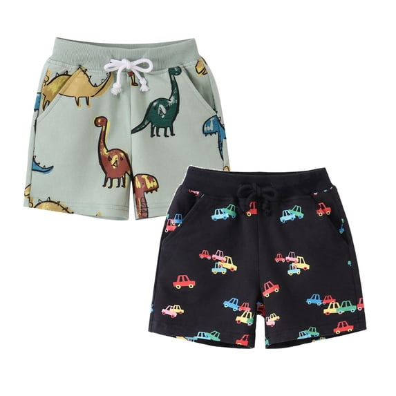 XEGLSBU 2 pack Boys Shorts Size 12 Slim Toddler Girls Boys Kids Sport Cartoon Dinosaur Prints Casual Shorts Fashion Beach Cargo Pants Shorts Size 2-3 Years