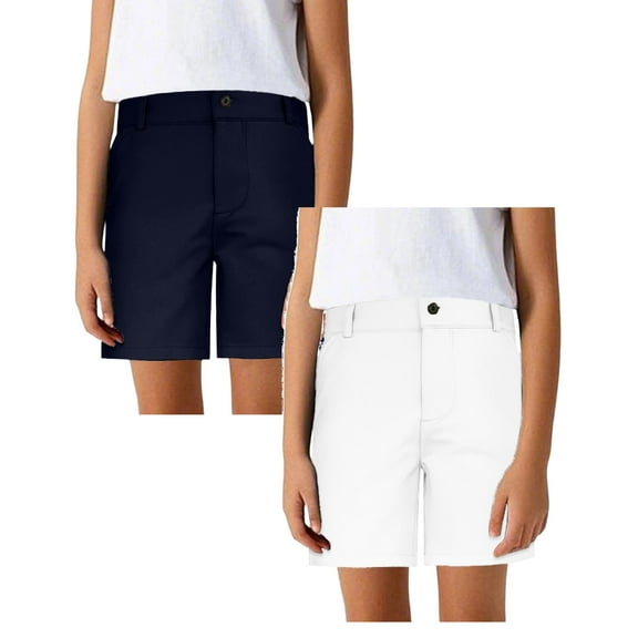 XEGLSBU 2 pack Boys Shorts Size 8 Denim Summer Boys' Medium Sized Suit Shorts in Solid Color Classic Versatile Casual and Formal School Performance Mid Length Pants Size 5-6 Years