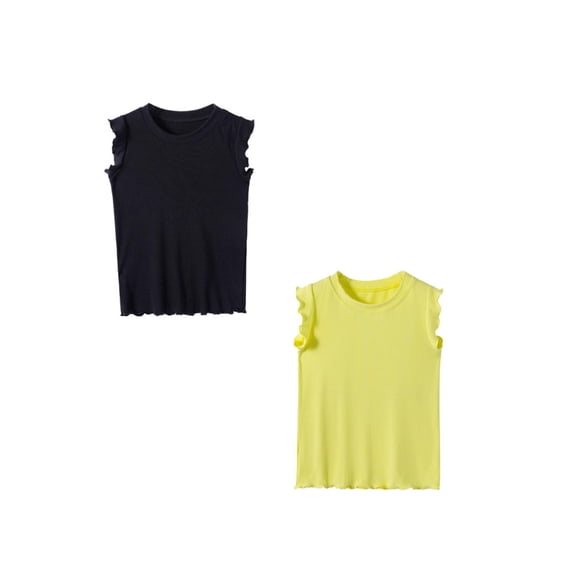 XEGLSBU 2 pcs Girls Female Tank Tops Casual Summer Solid Undershirts Sports Sleeveless Shirts Kids' Solid Tops Size 150