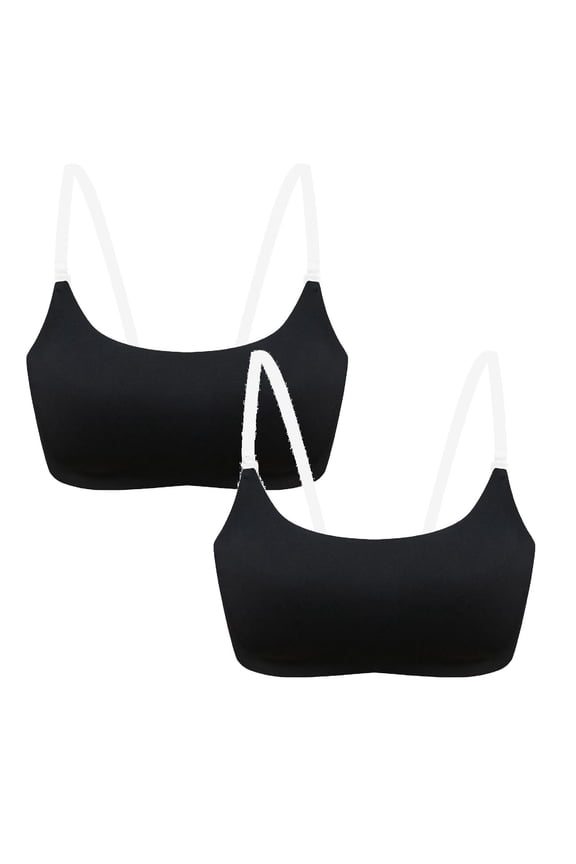 2PCS Bras for Women Underwire 34B Women's Transparent Shoulder Strap Backless Underwire Bra Size S