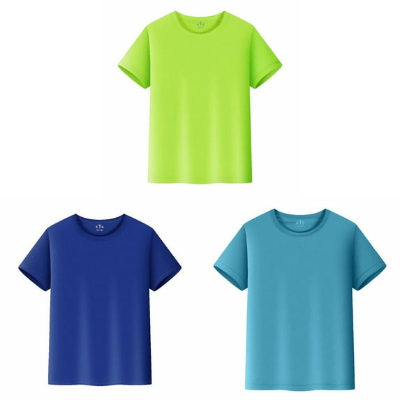 XEGLSBU 3 Pack Boys Shirts Solid Color Short Sleeve T-Shirts Youth Kids T Shirts Short Sleeve Tee Shirts Casual Tops Size 4XL