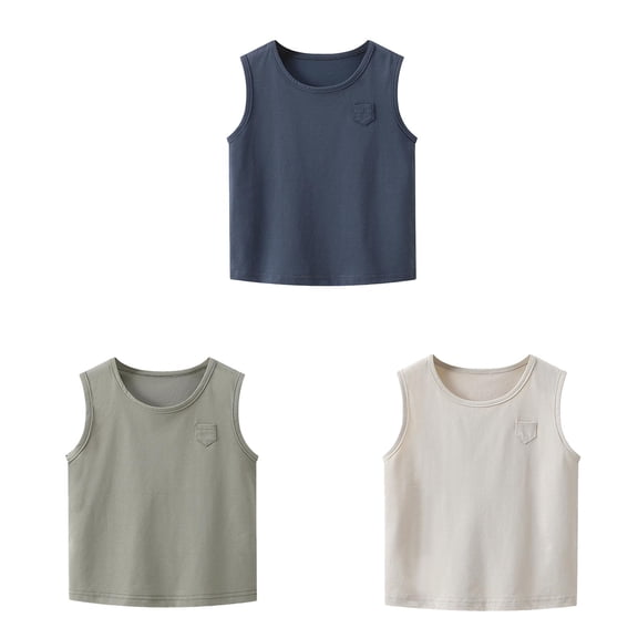 XEGLSBU 3 Pack Boys Sleeveless Tank Top Shirts Summer Toddler Boys Girls Sleeveless Solid T Shirt Vest Tops Clothes Size 90