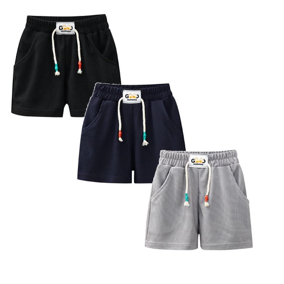 XEGLSBU 3 Pack Children Shorts Boys Girls Clothes Bottom Drawstring Casual Summer Kids Elastic Short Pants Size 4-5 Years
