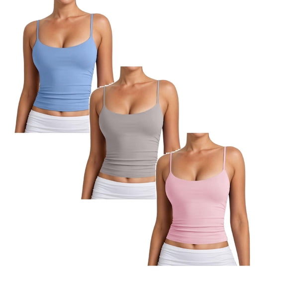 XEGLSBU 3 Pack Female Tank Tops Adjustable Spaghetti Strap Vest Basic Solid Color Sleeveless T-Shirts for Women All Season Size S