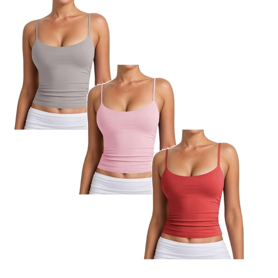 XEGLSBU 3 Pack Female Tank Tops Adjustable Spaghetti Strap Vest Basic Solid Color Sleeveless T-Shirts for Women All Season Size XXL