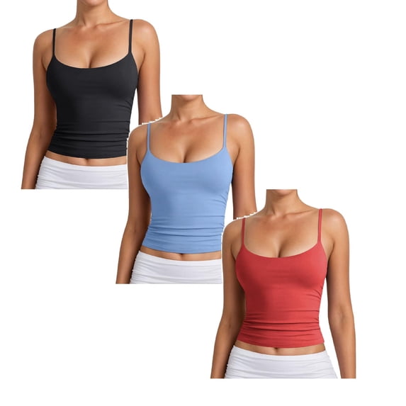 XEGLSBU 3 Pack Female Tank Tops Basic Solid Color Undershirt Women Adjustable Spaghetti Strap Vest Sleeveless T-Shirts for Lady Daily Wear Size S