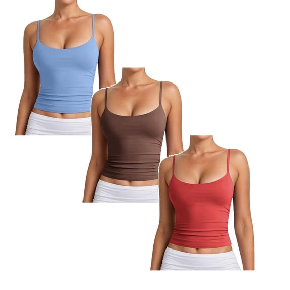 XEGLSBU 3 Pack Female Tank Tops for Women Adjustable Spaghetti Strap Vest Basic Solid Color Sleeveless T Shirts for Lady Summer Size S