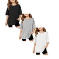 thumbnail image 1 of XEGLSBU 3 Pack Girls Oversized T Shirts Summer Solid Color Short Sleeve Tops Casual Crewneck Basic Tees (Size 9-10 Years), 1 of 6