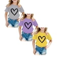 thumbnail image 1 of XEGLSBU 3 Pack Girls Shirts with Cute Heart Printing Round Neck Short Sleeve Tee Summer Casual T Shirt (Size 13-14 Years), 1 of 4