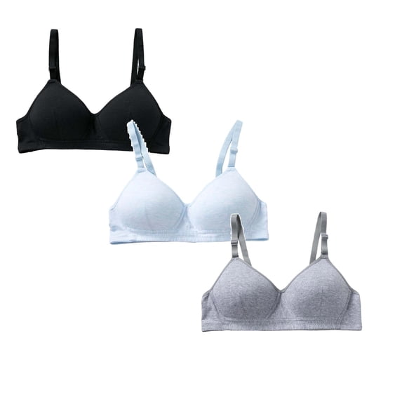 XEGLSBU 3 Pack Girls Underwear Sports Bra Non Padded Wirefree Bralette Comfortable Seamless Bras Daily Wear Soft Breathable Support Size14-15 Years