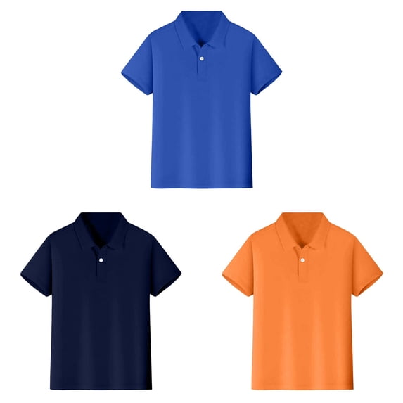 XEGLSBU 3 Pack T-Shirts for Boys Solid Short Sleeve T Shirt Kids Casual Button Front Summer T-Shirts Tops Tees Size XXL