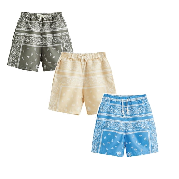 XEGLSBU 3 pack Boys Shorts Size 6 Multipack Kids Elastic Waist Shorts for Boys and Girls Comfort Casual Playwear Breathable Summer Active Wear Toddler to Adjustable Fit Size 9-10 Years