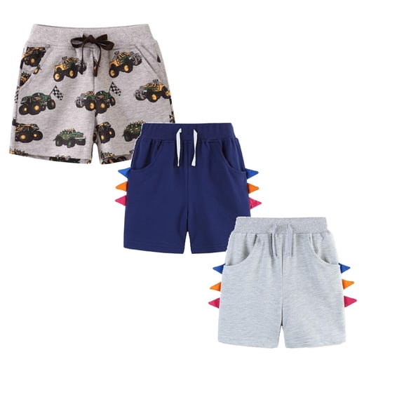 XEGLSBU 3 pack Boys Shorts Size 6 Multipack Toddler Boys' Knit Shorts Animal Graphic Drawstring Trunks Coton Shorts Beach Bathing Little Boys Bottoms Size 2Y