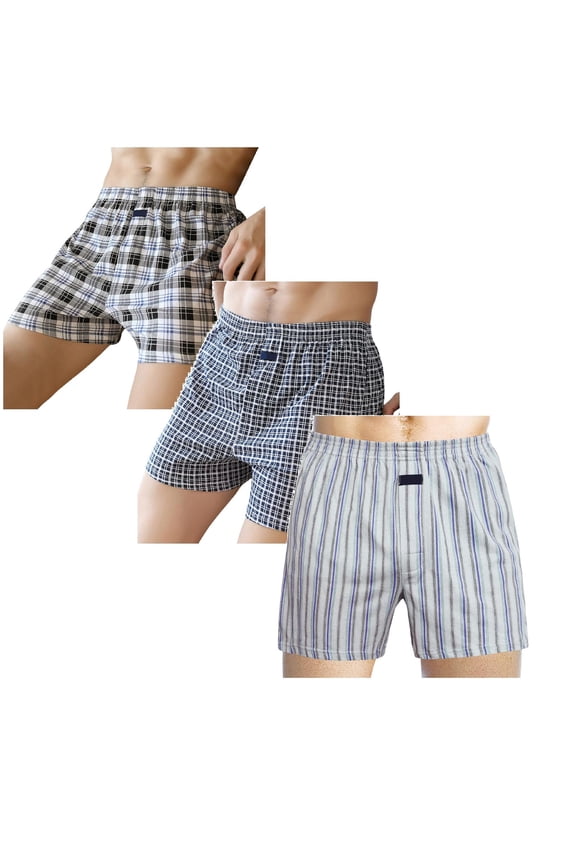 3PCS Mens Boxer Briefs Long Leg Cotton Men Slacks Large Size Underwear Boxer Shorts Home Pajama Casual Shorts Size M