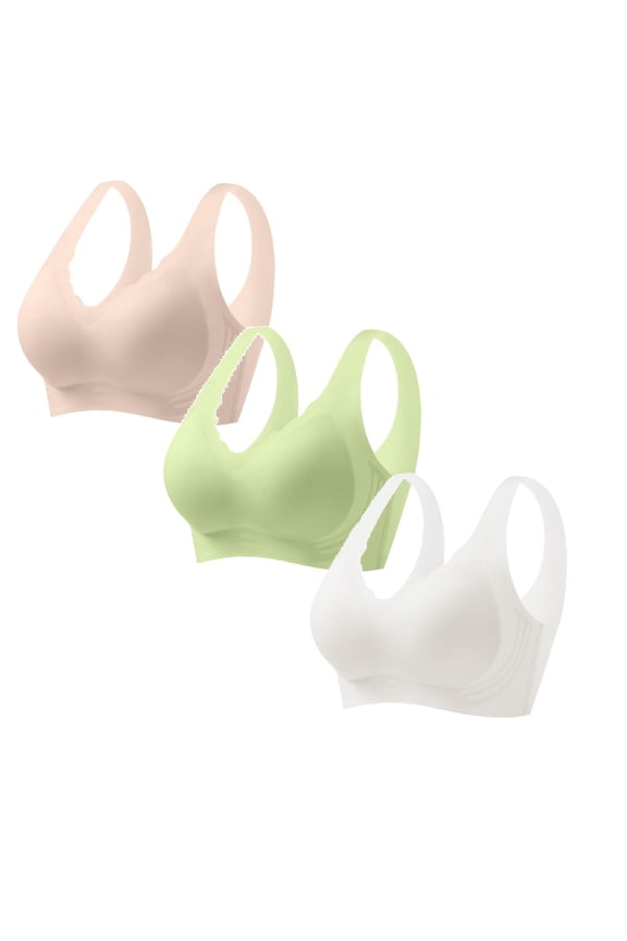 3PCS Women's Bras Push up 36 Ddd Women's Ice Silk Seamless Thin Soft Support Breathable Comfortable Bra Fixed Cup Underwear Size XL