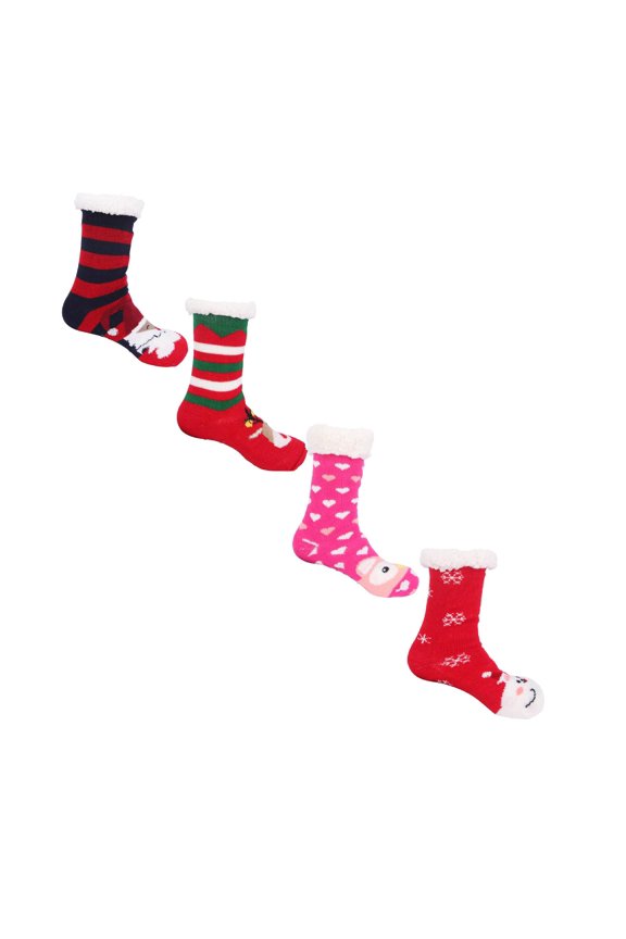 4 Pack Christmas Stockings Initial Womens Autumn and Winter Christmas Socks Floor Socks Snowsocks Thickened Socks One Size