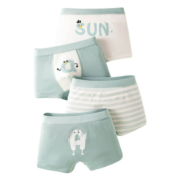 XEGLSBU 4 pack Boy's Underwear Solid Stripes Casual Underpants Soft Boxer Briefs for Boys Daily Wearing Boys Underwear Size 14-16 Boxers Light Green Size 13-14 Years
