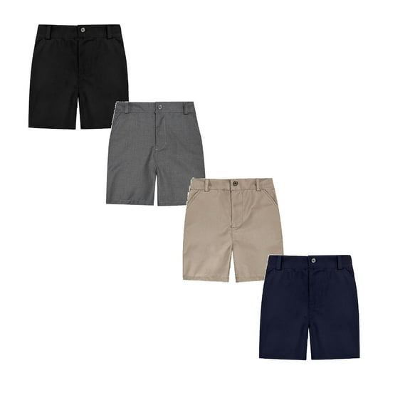 XEGLSBU 4 pack Boys Shorts Size 14-16 Cargo Youth Boys Shorts Stretch School Clothes Kids Flat Front Dress Chino Twill Casual Shorts Pockets Size 7-8 Years