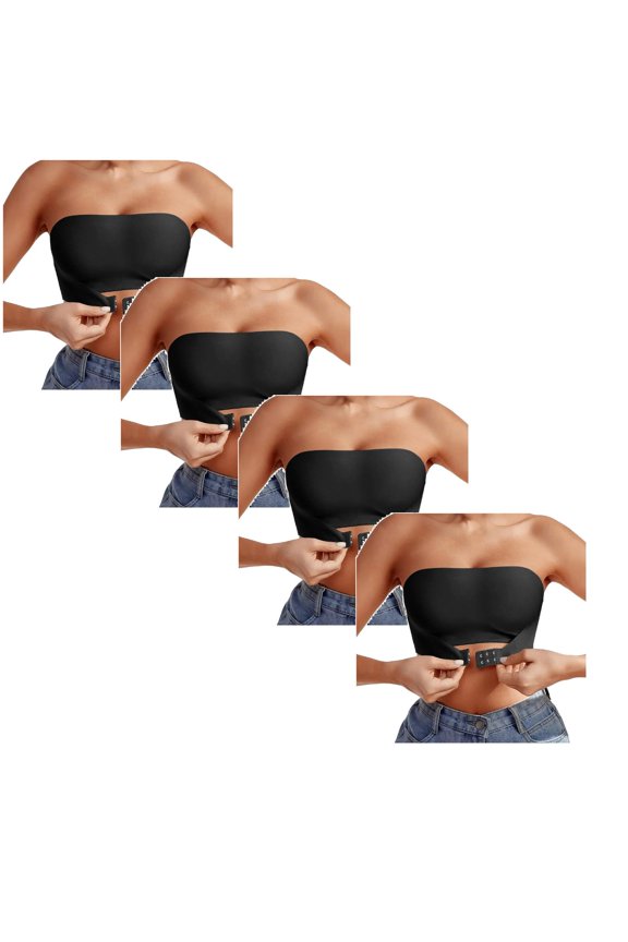 4PCS Women's Bras Padded Push Up Women's Comfortable Shoulder Strap Cordless Backless Spongeless with Convertible Shoulder Straps Size S