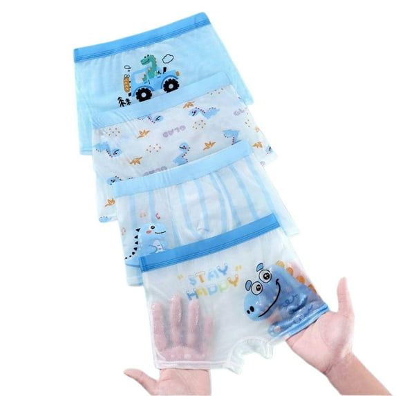XEGLSBU 4pcs Boy's Underpants Classic Soft Boys' Boxer Brief Underwear Assorted Designs Packs Toddler Boys Underwear 4T-5T Sky Blue4 Size 9-11 Years