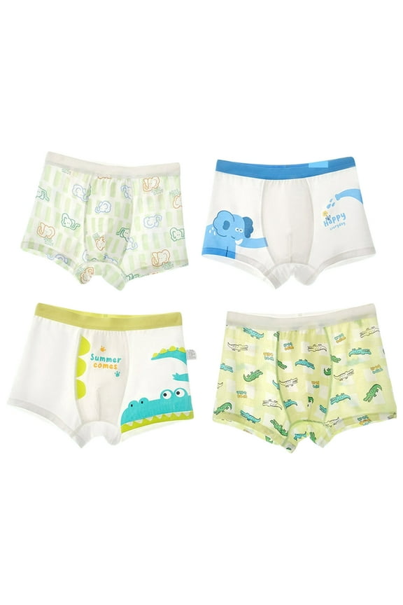 4pcs Boys Underpants Ice Silk Children Medium Children Slim Boxers Baby Children Summer Slim Boxers Boys Underwear 5T Blue Size XXXL