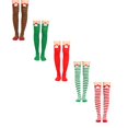thumbnail image 1 of XEGLSBU 5 Pack Christmas Stockings Red Christmas High Long Stockings over Knee Socks Christmas Party Socks Knee High Long Striped Stocking Socks One Size, 1 of 6