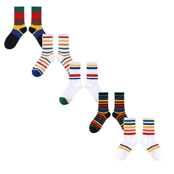 XEGLSBU 5 pack Girls Socks 10-12 Years Old Crew Japanese Fashion Socks School Sports Socks Mid Tube Socks Fashion Cotton Socks Casual Socks Girls Socks Size 2-3 Big Kid One Size