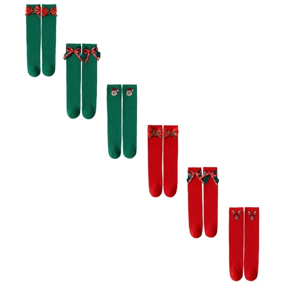 XEGLSBU 6 Pack Toddler Socks 4T-5T Cotton Stockings for Girls Kids Crew Socks Mid Calf Length Novelty Holiday Festive Stocking Stuffers for Children Toddler Girls One Size